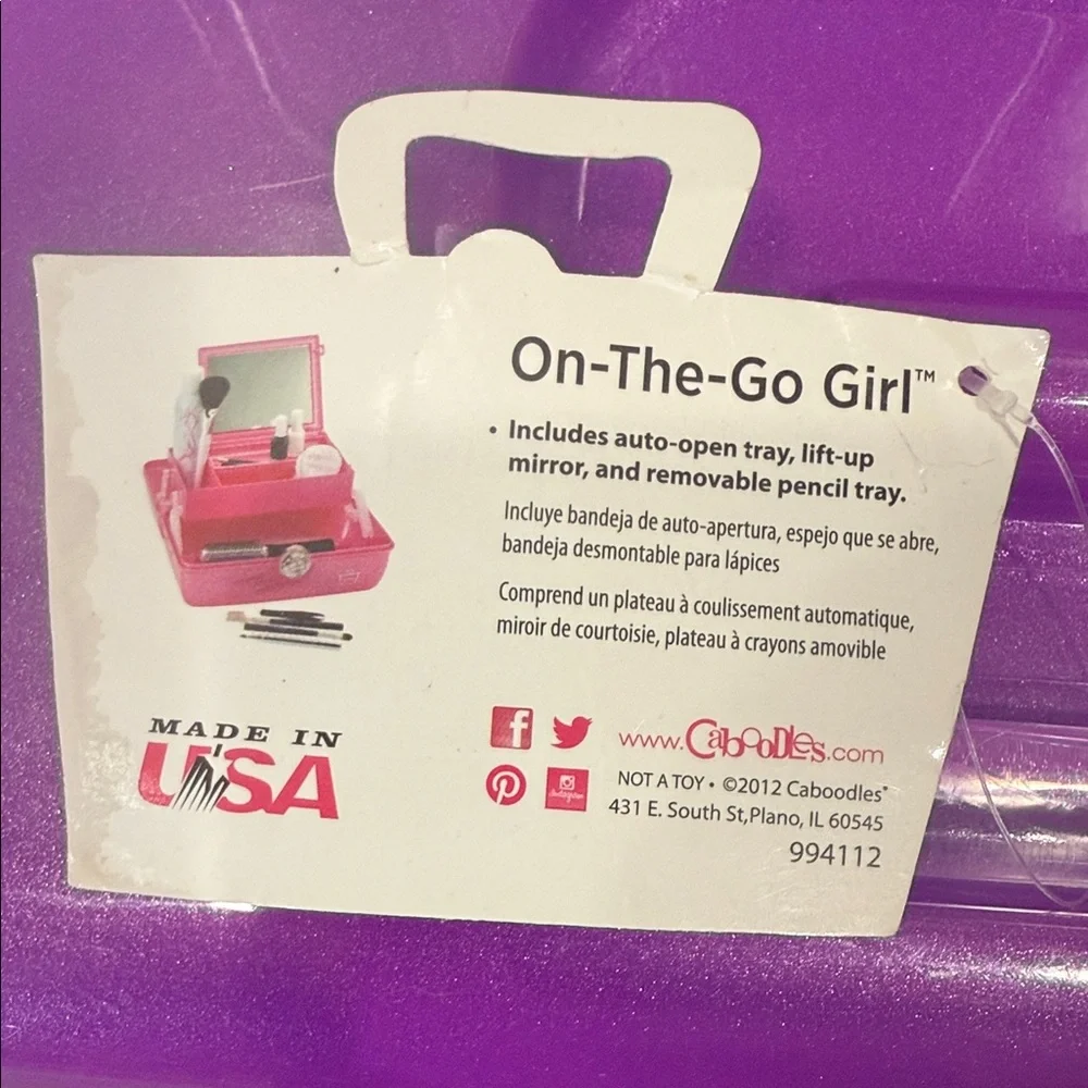 Caboodles Bold Purple Makeup Case with Mirror, NWT